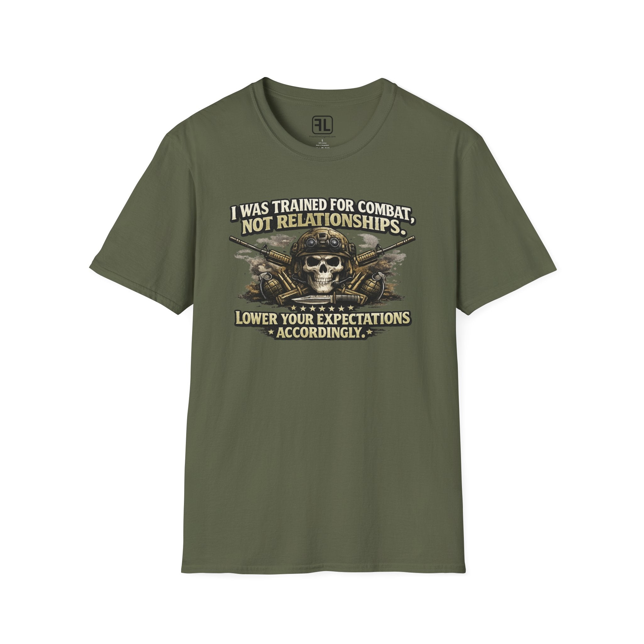 Trained For Combat Not Relationships, Lower Your Expectations T-Shirt