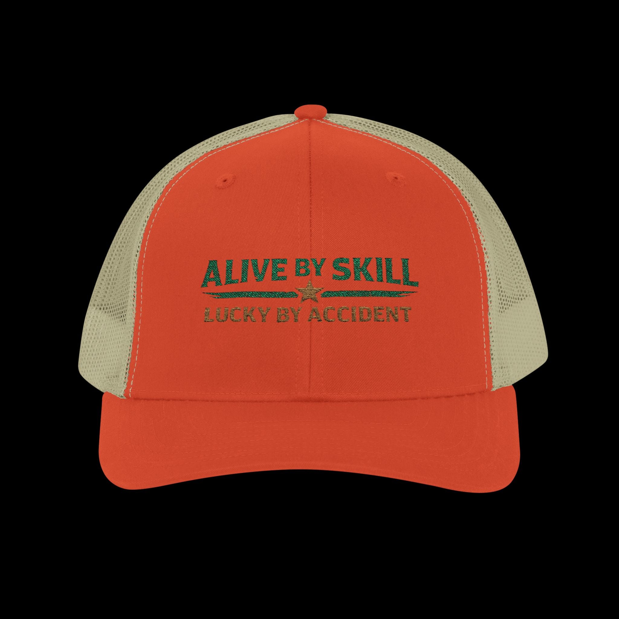 Embroidered Alive By Skill Lucky By Accident Snapback Cap
