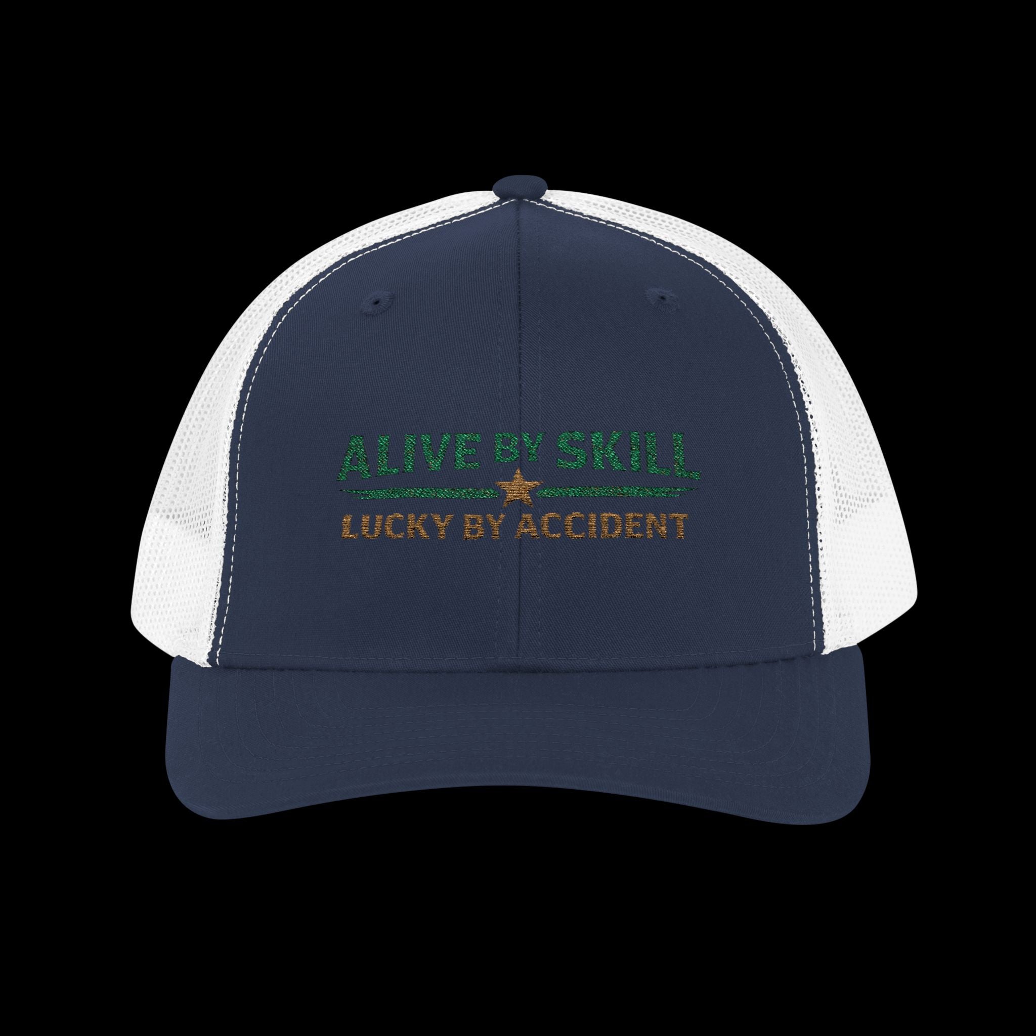 Embroidered Alive By Skill Lucky By Accident Snapback Cap
