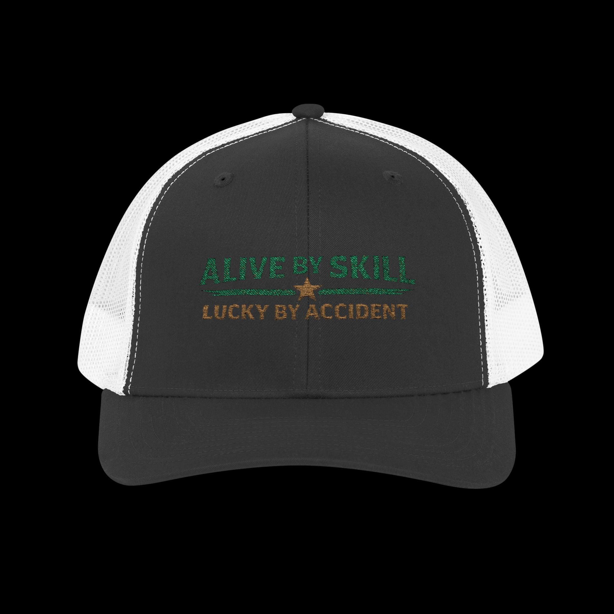 Embroidered Alive By Skill Lucky By Accident Snapback Cap