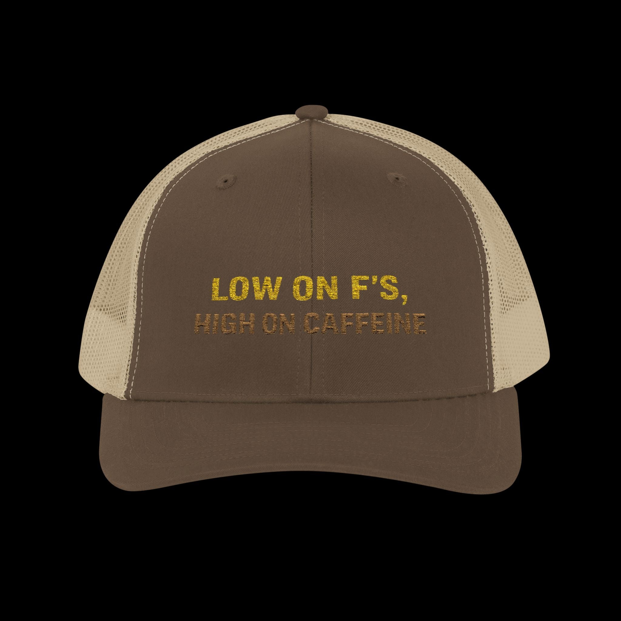 Embroidered Low On F's, High On Caffeine Snapback Cap
