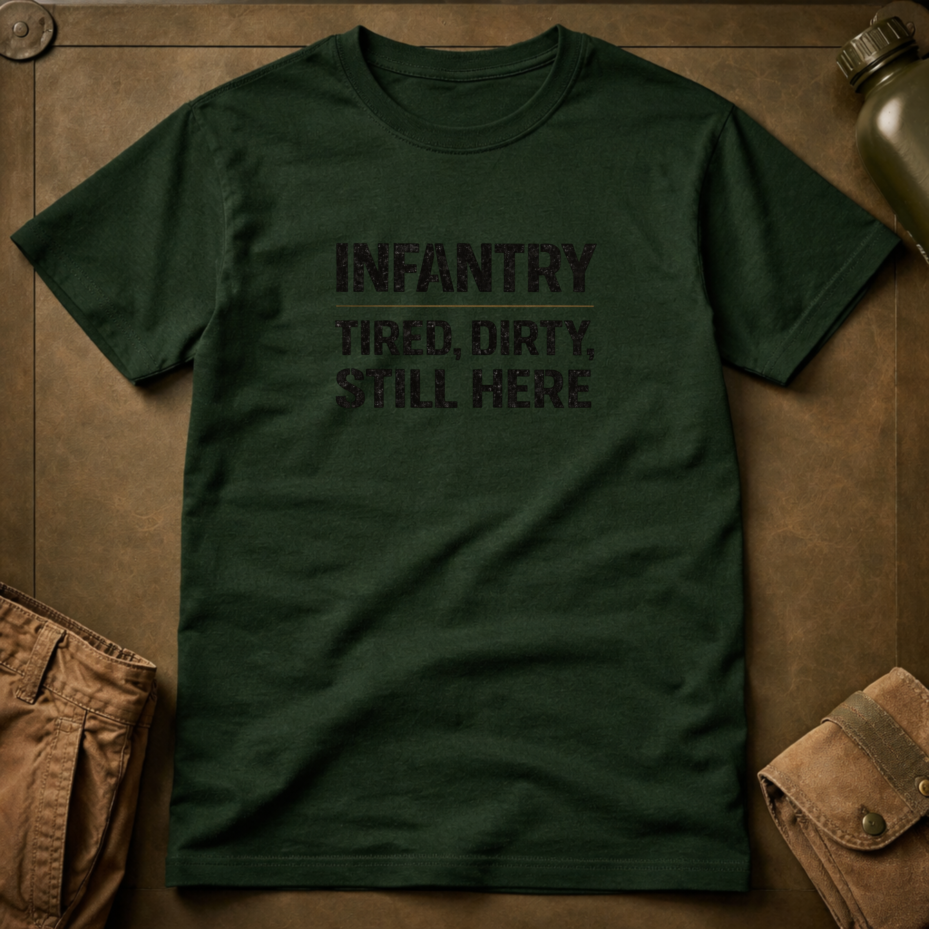 Infantry Tired Dirty Still Here T-Shirt