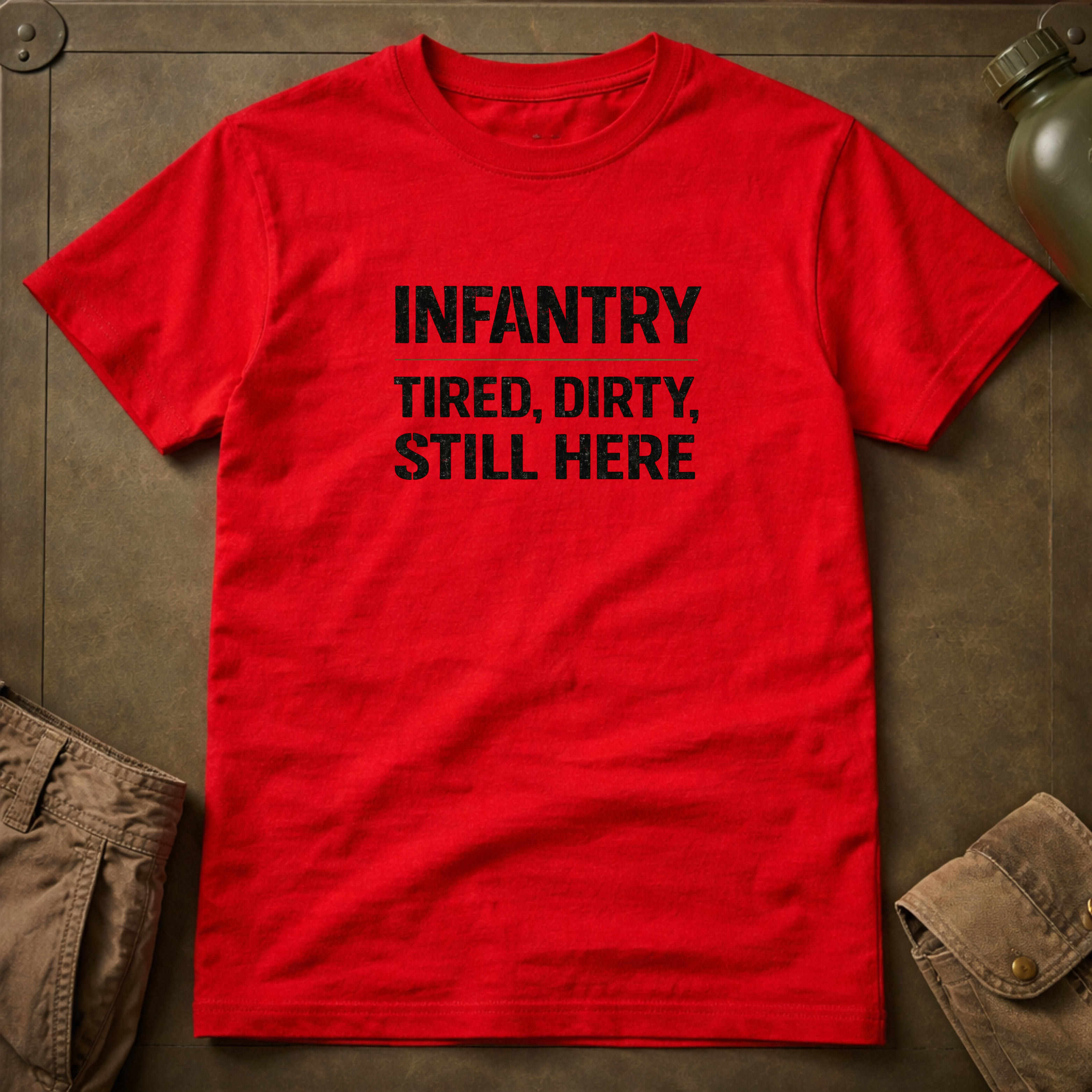 Infantry Tired Dirty Still Here T-Shirt