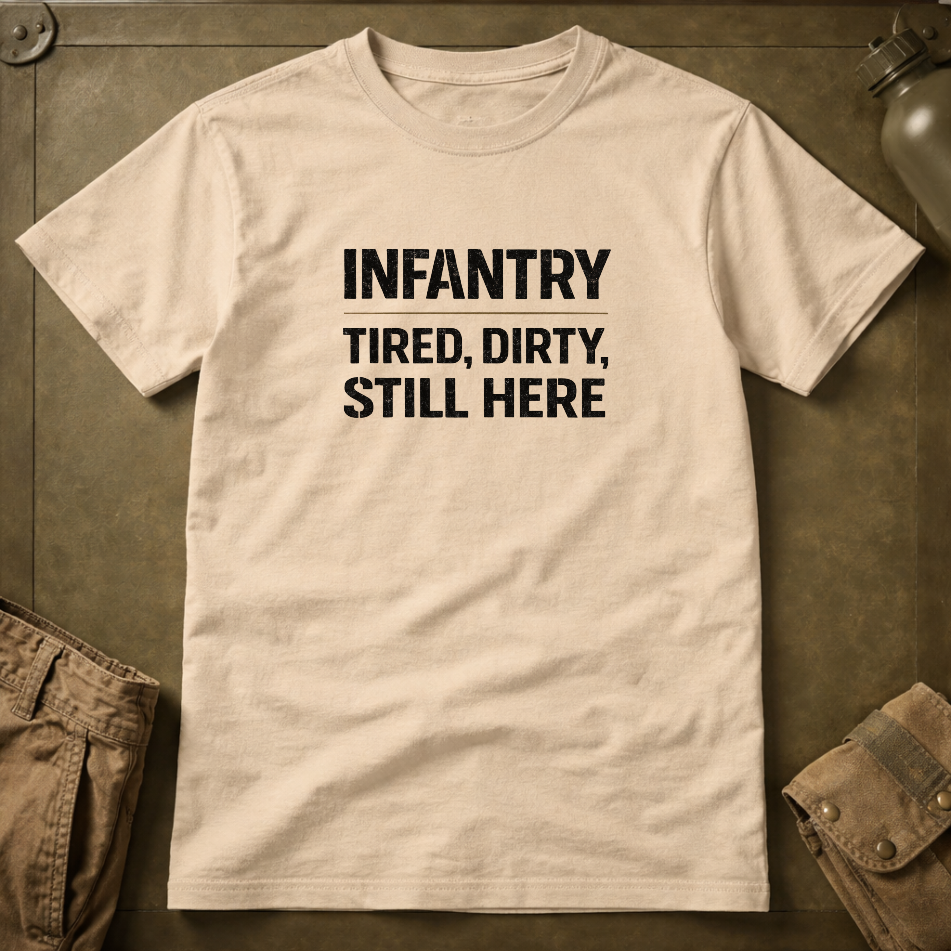 Infantry Tired Dirty Still Here T-Shirt