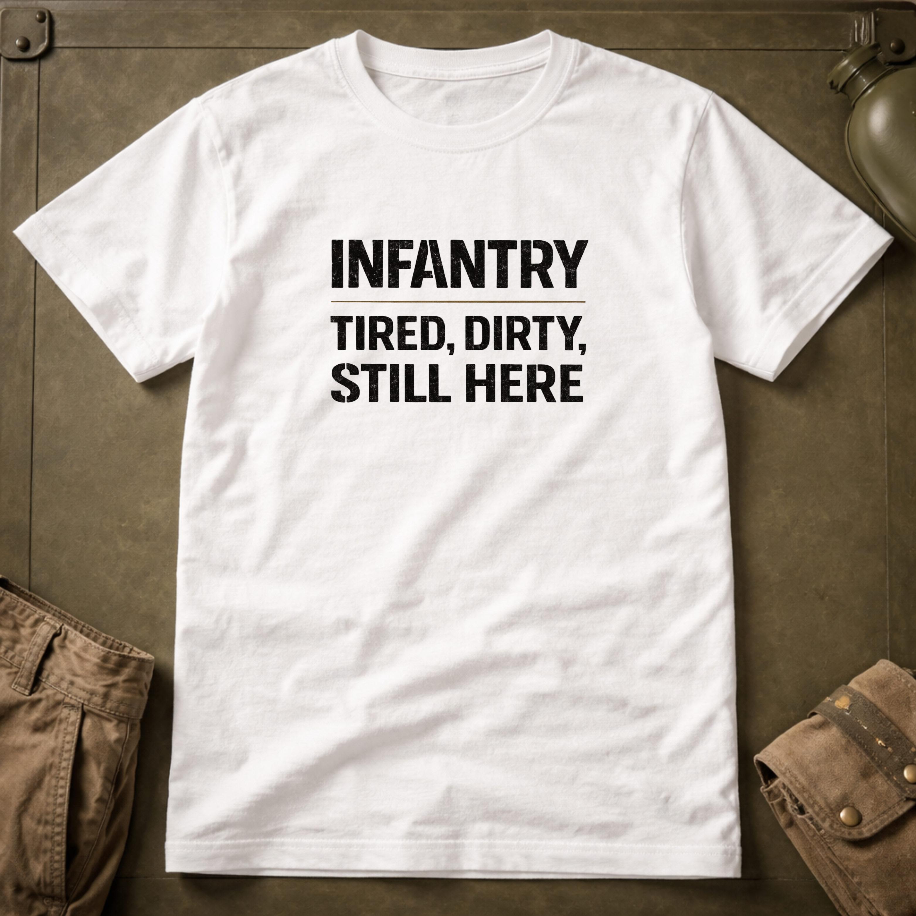 Infantry Tired Dirty Still Here T-Shirt